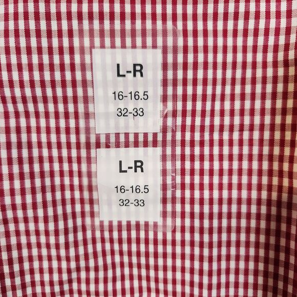 NEW Nick‎ Graham Large $65 Red Gingham Stretch Modern Fit Dress Shirt 16-16.5 - Picture 7 of 11